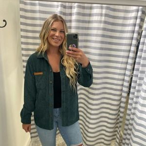 Hunter green corduroy button front jacket